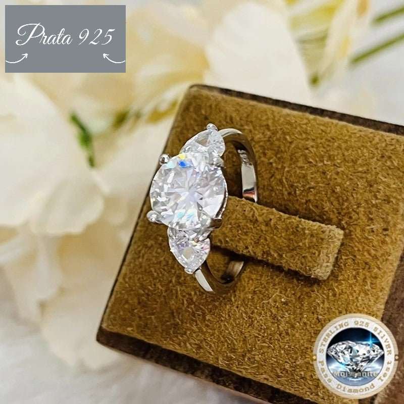 Anel De Prata 925 De Luxo - 3 Quilates - D-COLOR Moissanite - Prata925.pt