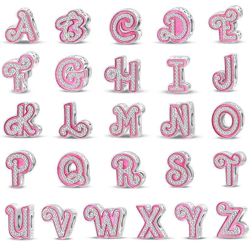 Contas de letras rosa