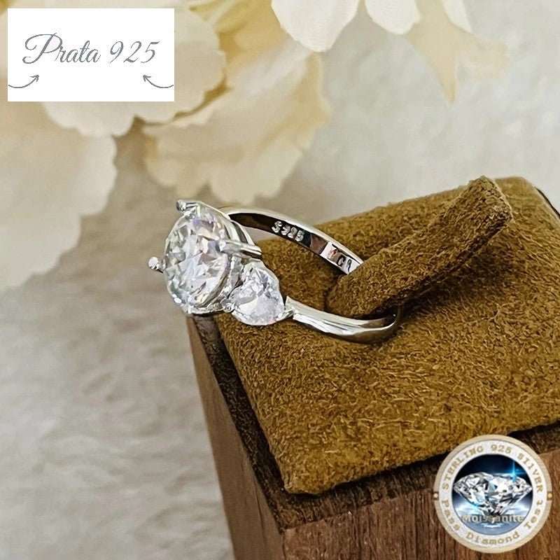 Anel De Prata 925 De Luxo - 3 Quilates - D-COLOR Moissanite - Prata925.pt