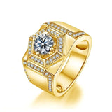 Anel Masculino - Moissanite 1 CT - prata banhado a ouro com certificado - Prata925.pt