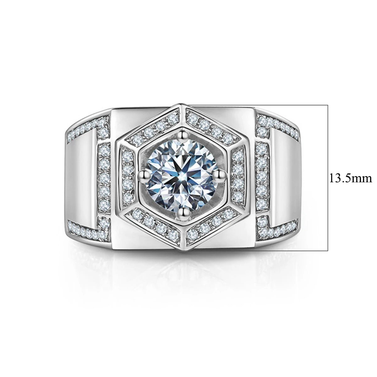 Anel Masculino - Moissanite 1 CT - prata banhado a ouro com certificado - Prata925.pt