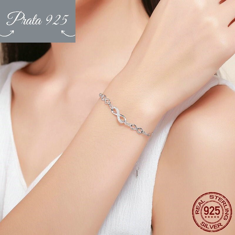 Pulseira com corrente do Infinito - Amor Infinito ajustável - Prata925.pt