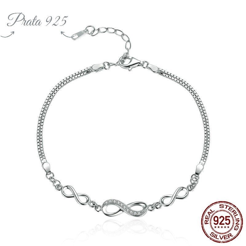 Pulseira com corrente do Infinito - Amor Infinito ajustável - Prata925.pt