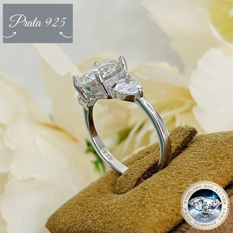 Anel De Prata 925 De Luxo - 3 Quilates - D-COLOR Moissanite - Prata925.pt